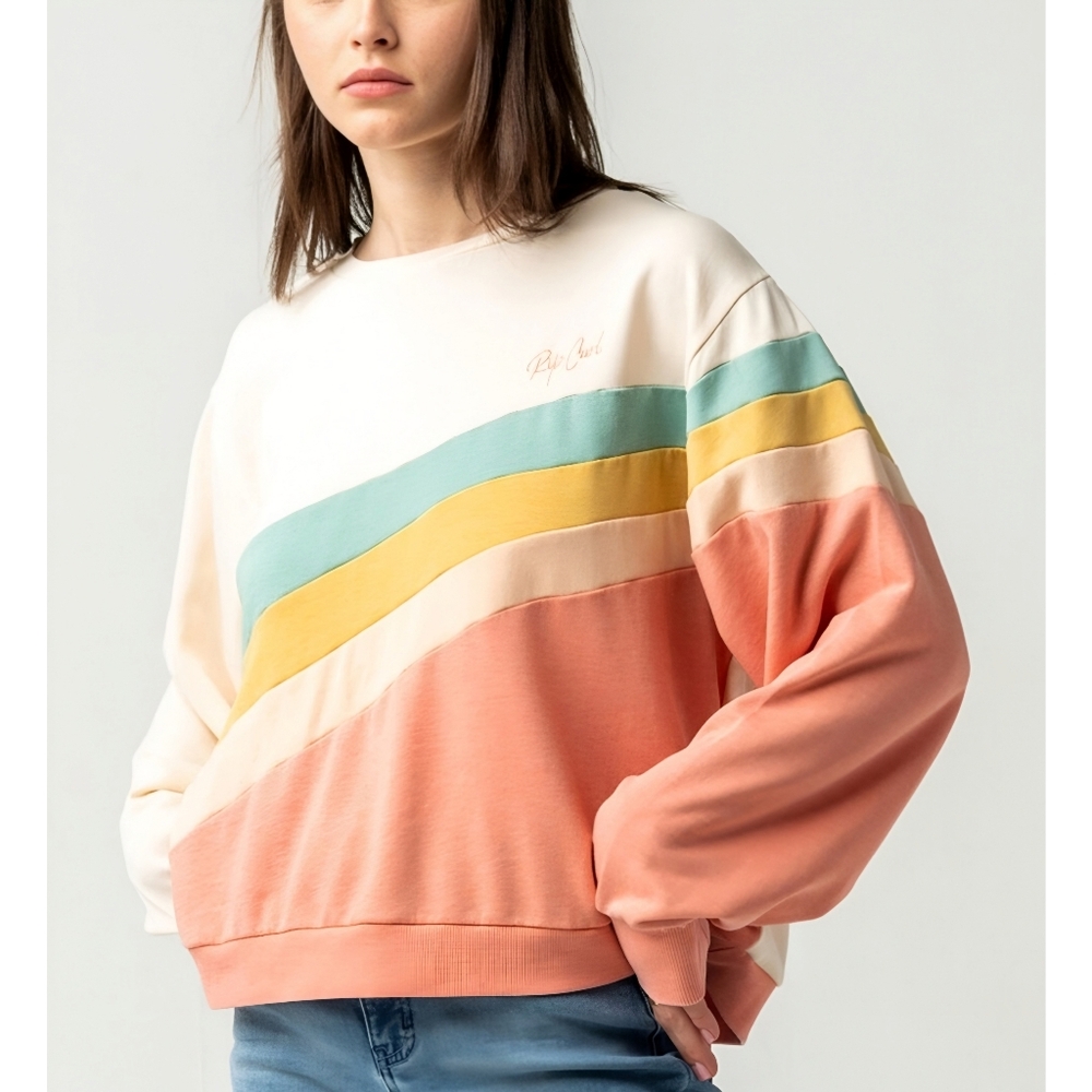 Ripcurl Crew Pink Blue Yellow Wave La Bonita Pullover Sweatshirt, XXL - Picture 14 of 14